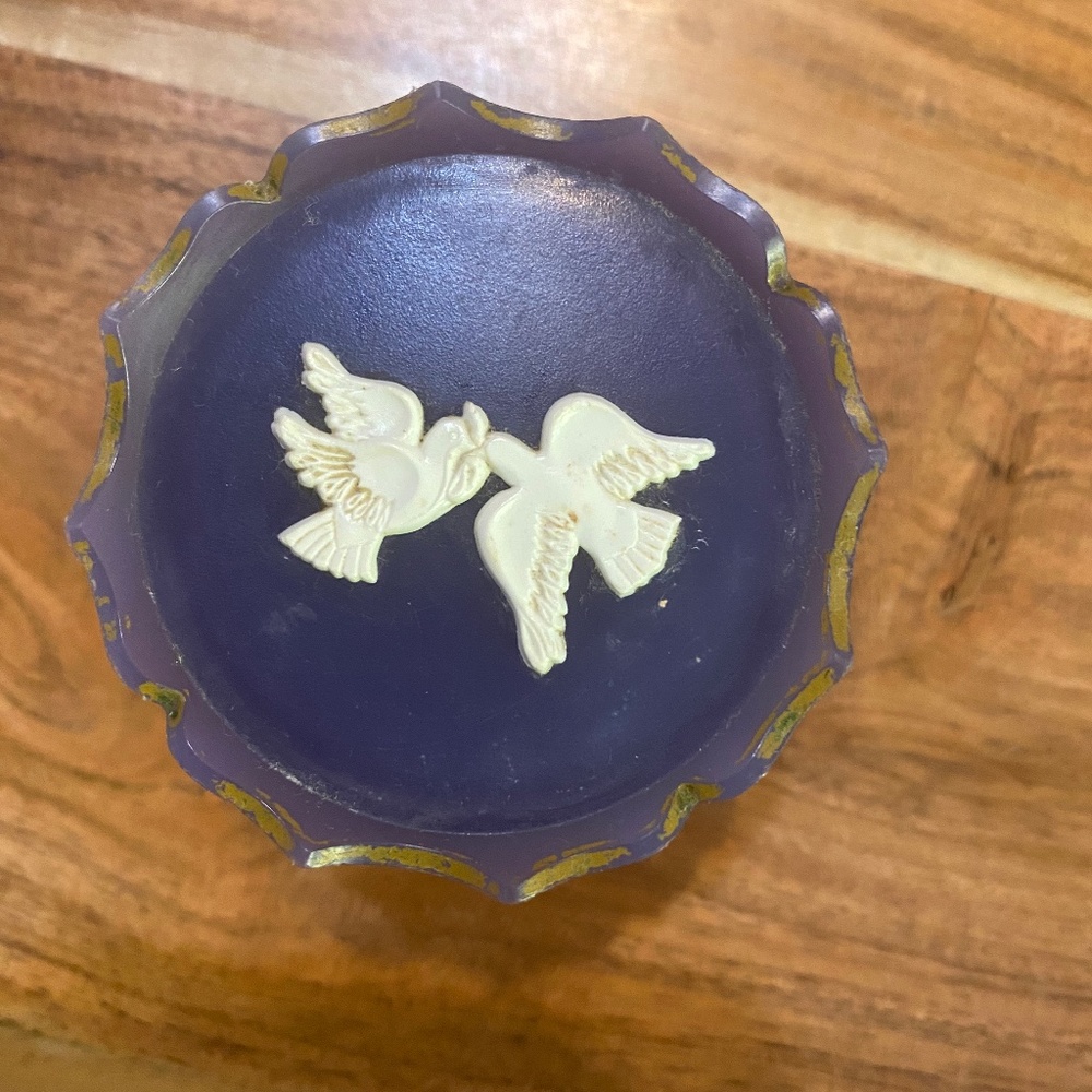 Vintage Avon perfume jar with two doves